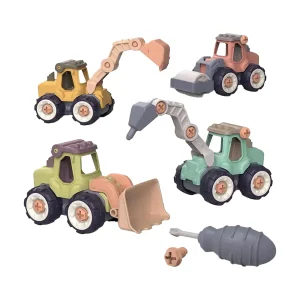 Educatief - Montessori - Compleet Set (4 werkvoertuigen) - Construction Cars