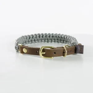 Touch of Leather Dog Halsband - Grey